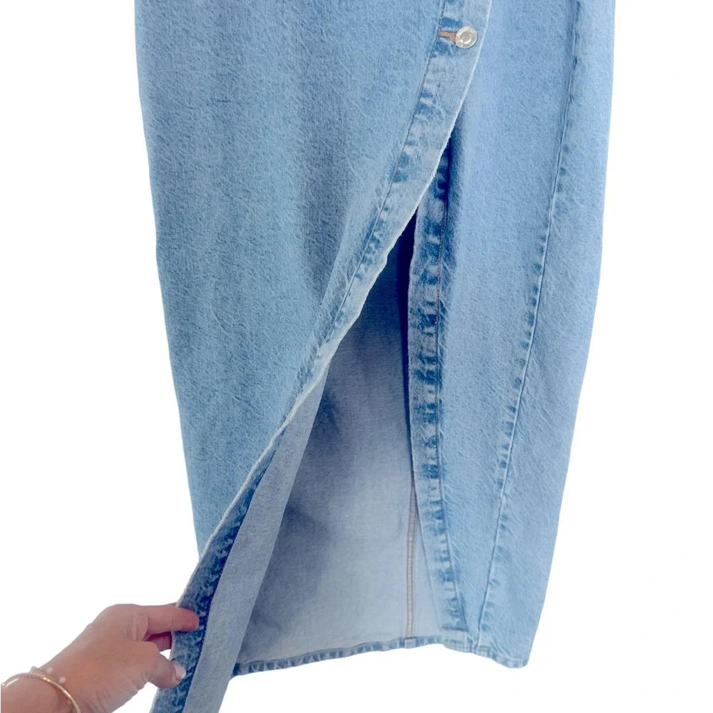 Zara Crossover Denim Midi Skirt - Picture 9 of 13